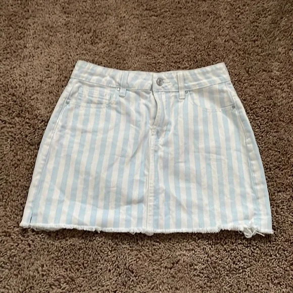 Pacsun baby blue and white striped skirt size 26 - Picture 1 of 3